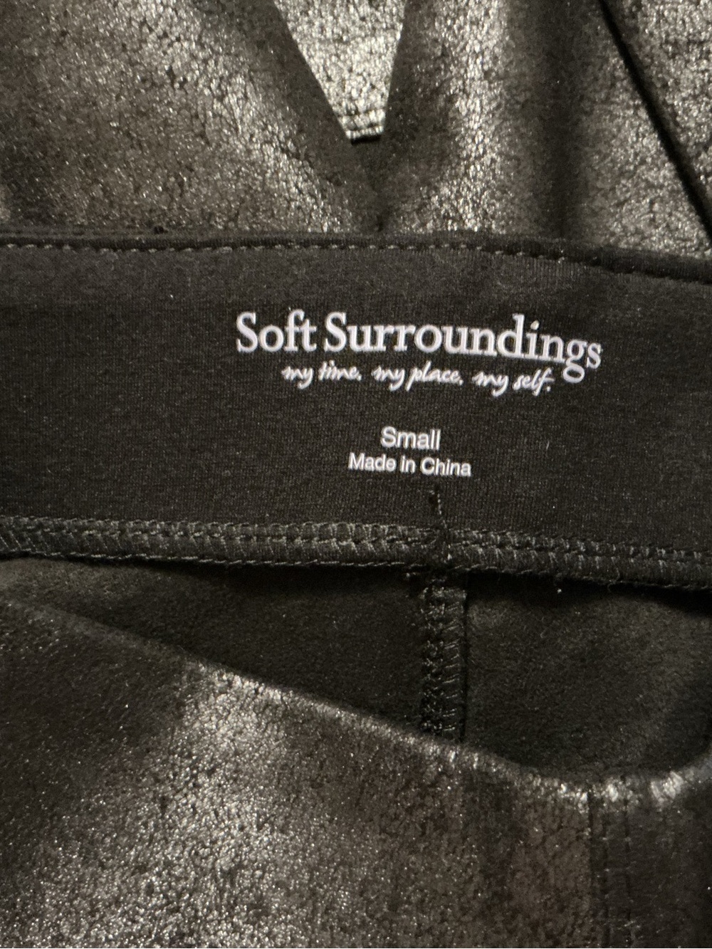 SOFT SURROUNDINGS black metallic legging pants S 6 8 - Picture 4 of 5